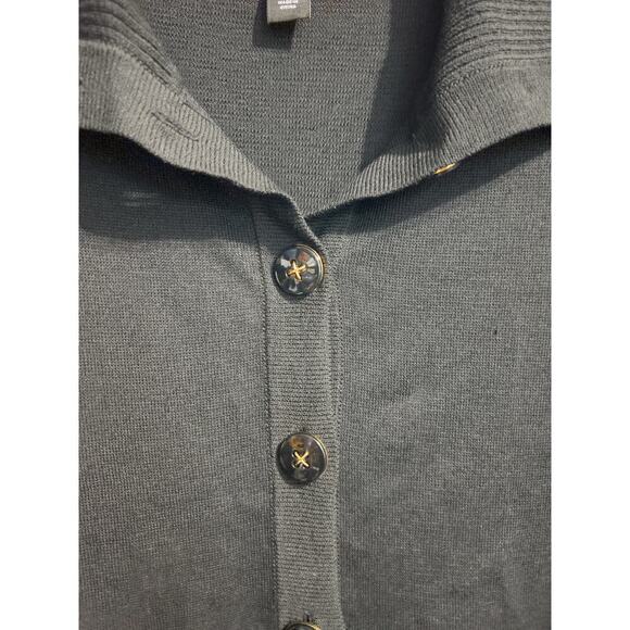 St John Santana Knit Cardigan Sweater Womens Medium Black Gold Button Old Money - Picture 5 of 8